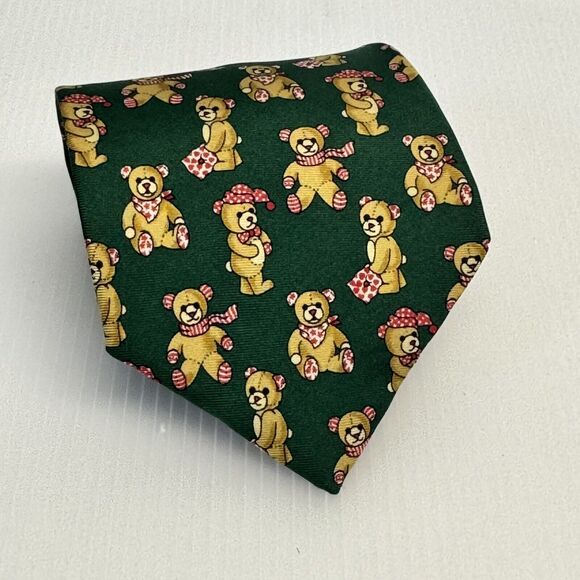 The Eagle's Eye Other - The Eagle's Eye 100%‎ Silk Cute Teddy Bear Novelty Green Tie